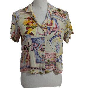 Jams World Vintage Votre Sante Button Down Shirt Vins de France French Print